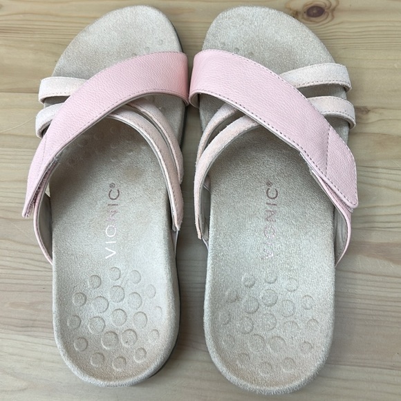 Vionic Zarie Roze Leather Sandals Sz 8.5W Slide On Adjustable Straps EUC - Picture 4 of 11